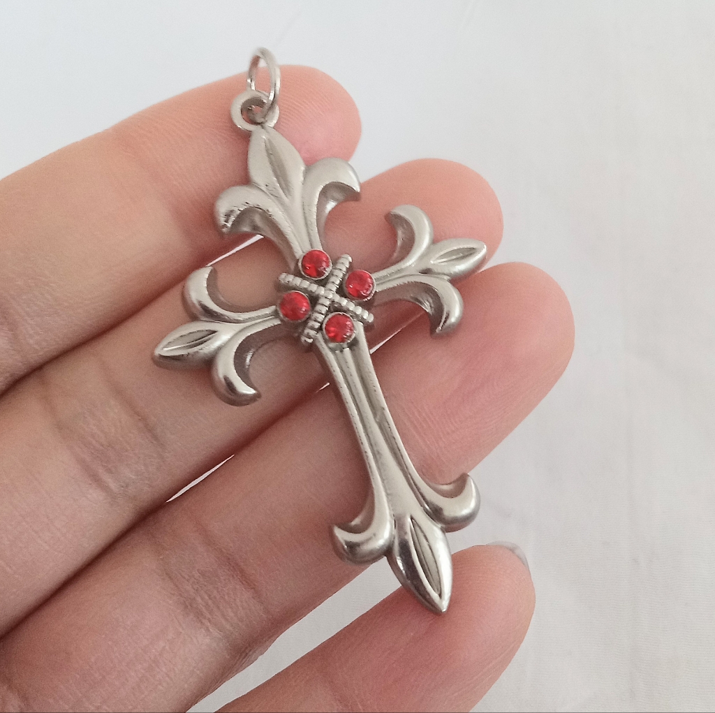 Red Ruby Cross Pendant